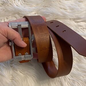 DANGO MADE IN USA  Brown Leather Belt Man size L long 47” till first whole 38”